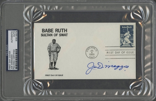 Joe DiMaggio Signed Babe Ruth Envelope (PSA/DNA)